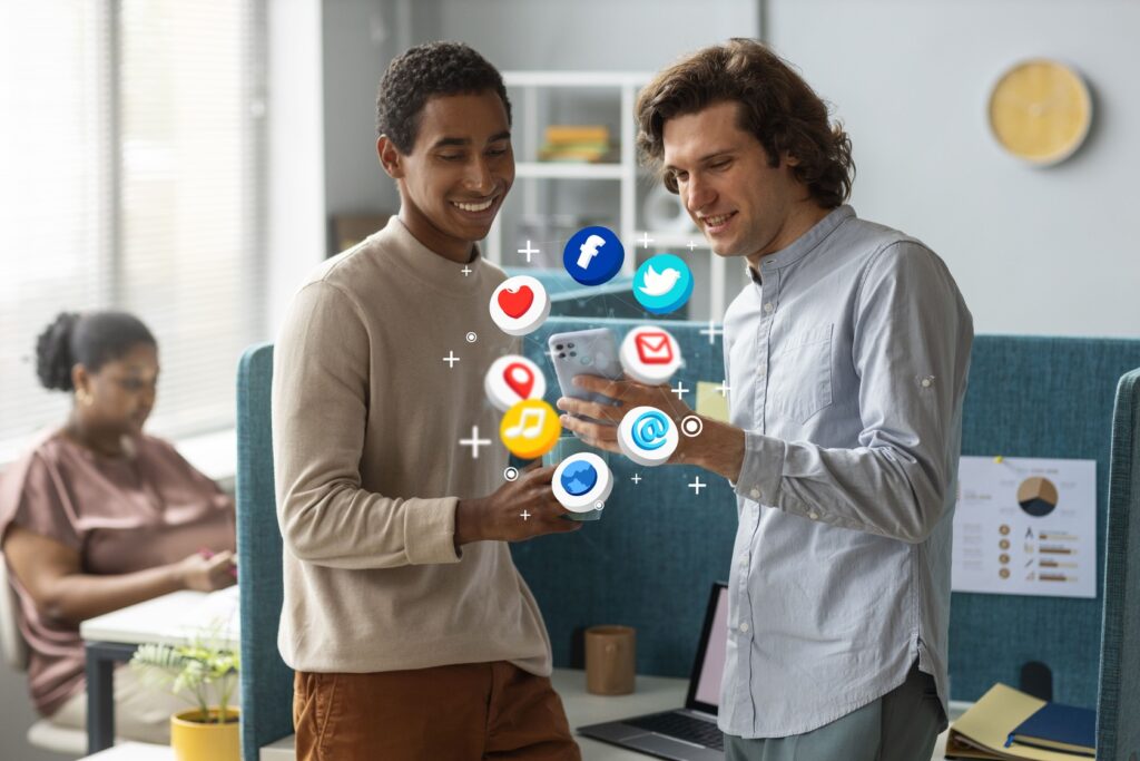 medium shot men holding smartphone 2